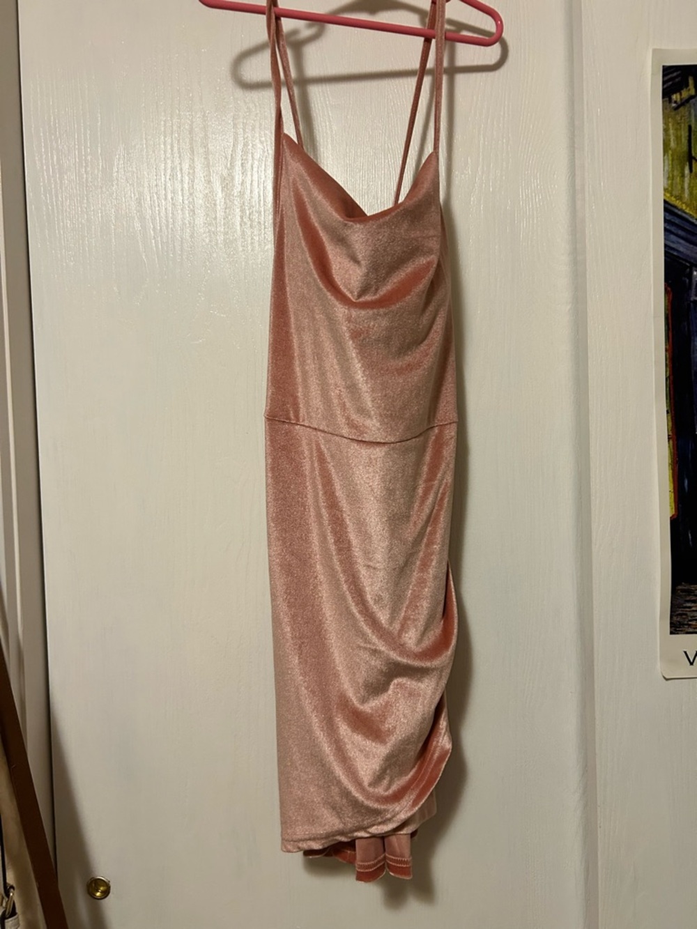 SHEIN Blush Pink Satin Cowl Backless Slip Dress